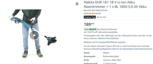 Makita DUR181Z + 5AH Akku