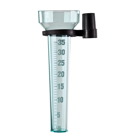 Regenmesser grün | Messbereich 35 Liter, Niederschlagsmesser, Wetterstation mit Halterung, Regenmessung 