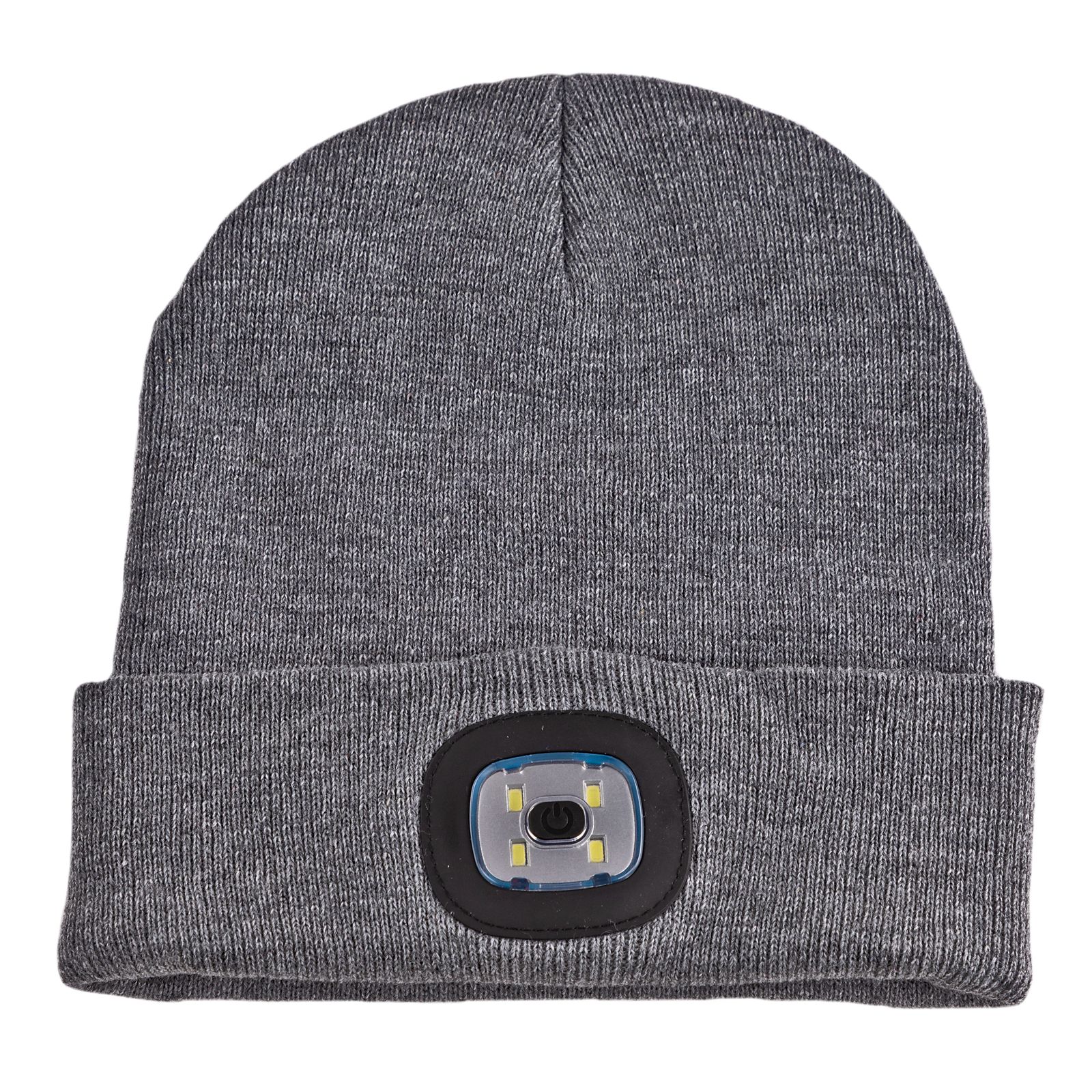 Strickmütze / Mütze grau mit LED Licht, 3-stufige Helligkeitsverstellung