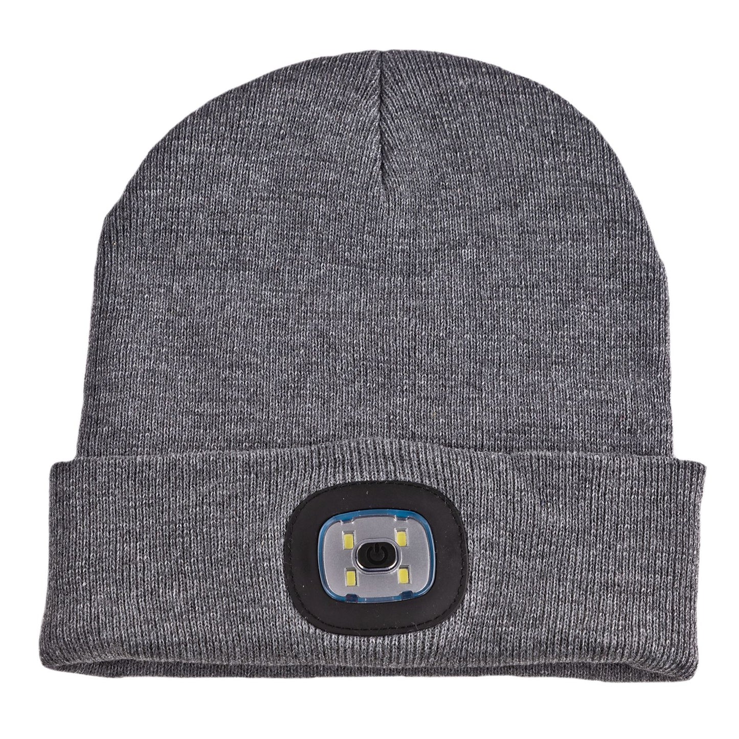 Strickmütze / Mütze grau mit LED Licht, 3-stufige Helligkeitsverstellung