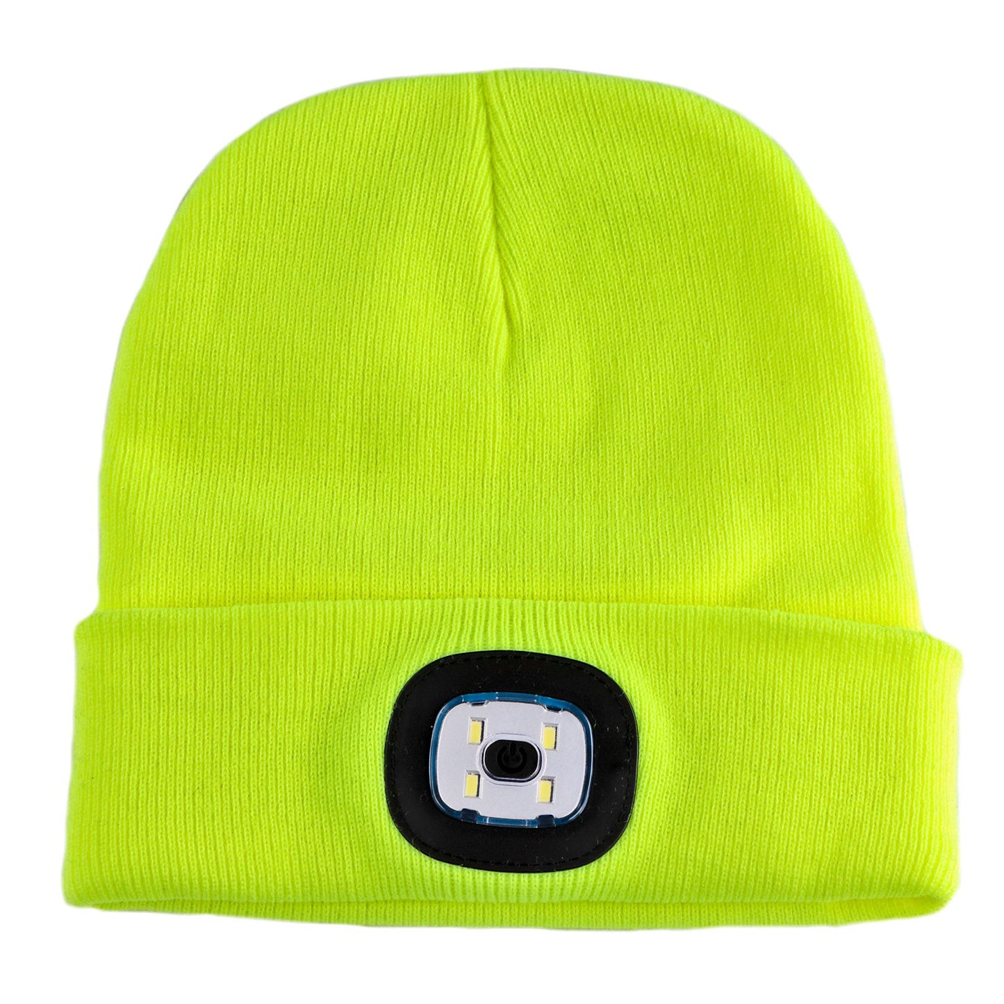 Strickmütze / Mütze neongelb mit LED Licht, 3-stufige Helligkeitsverstellung