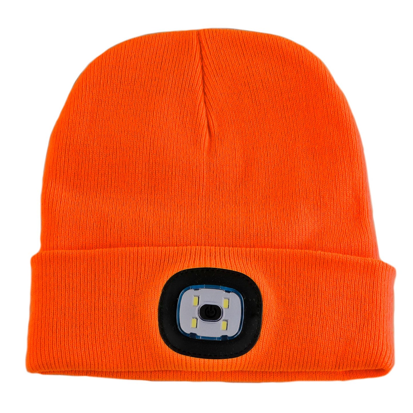 Strickmütze / Mütze neonorange mit LED Licht, 3-stufige Helligkeitsverstellung