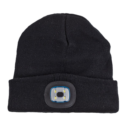 Strickmütze / Mütze schwarz mit LED Licht, 3-stufige Helligkeitsverstellung