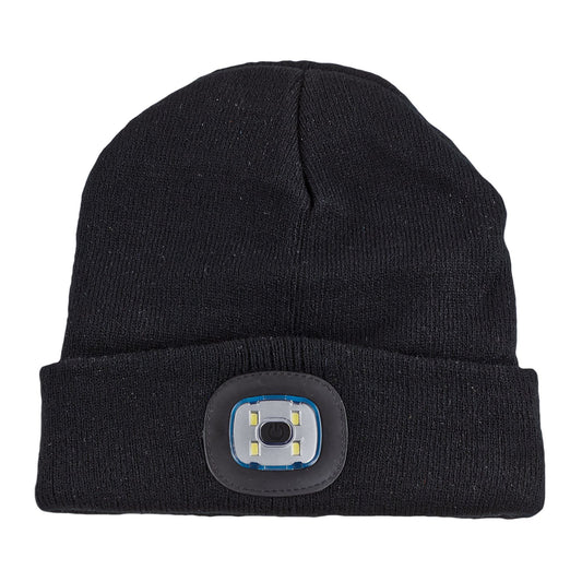Strickmütze / Mütze schwarz mit LED Licht, 3-stufige Helligkeitsverstellung