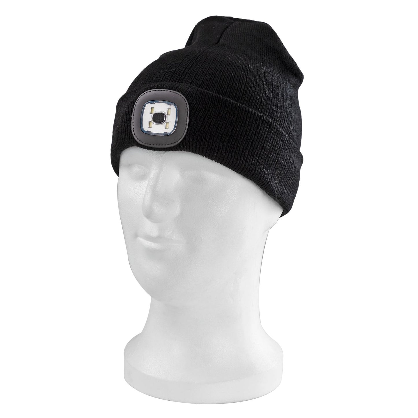 Strickmütze / Mütze schwarz mit LED Licht, 3-stufige Helligkeitsverstellung