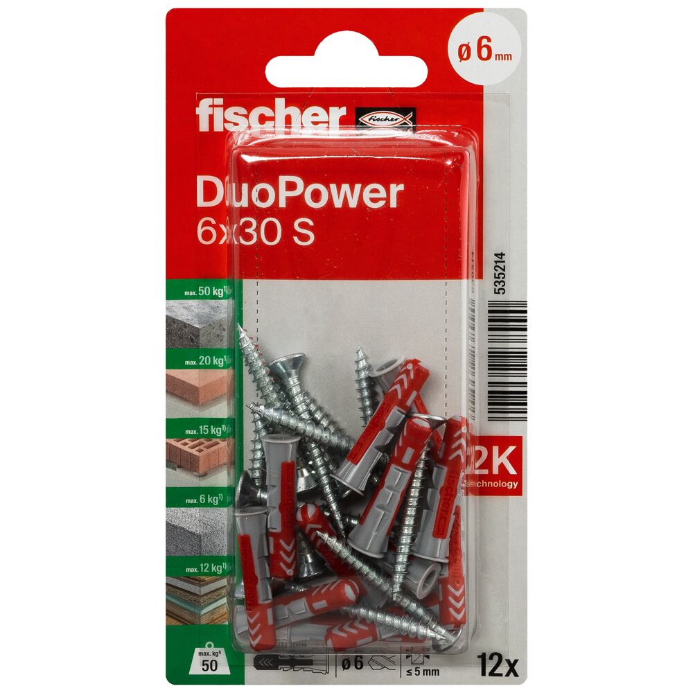 Fischer DuoPower mit Schrauben 6x30 | 12 Stück