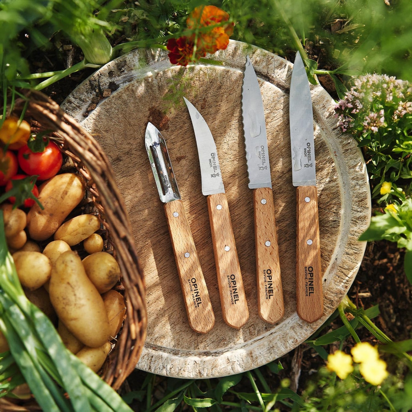 Opinel Les Essentiels natur | Küchenmesser-Set mit Buchenholz