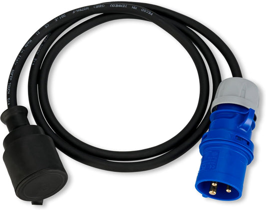 REV Caravan Adapter | Schutzkontaktkupplung und CEE-Stecker | IP44 | 1,5m | 3500W | schwarz