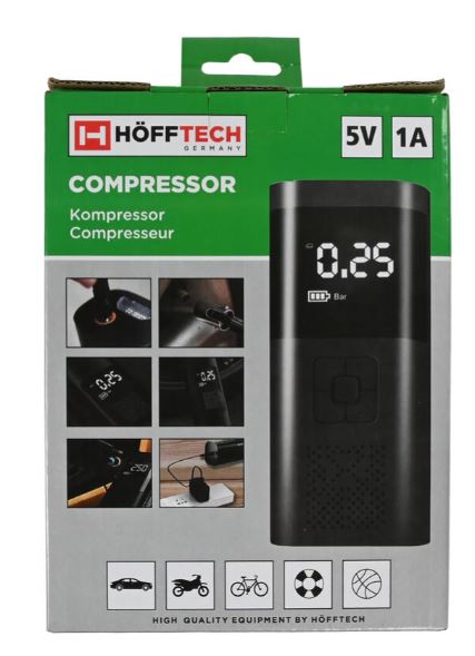 Profi Mini-Akkukompressor 10 Bar –  für Notfälle - USB-aufladbar