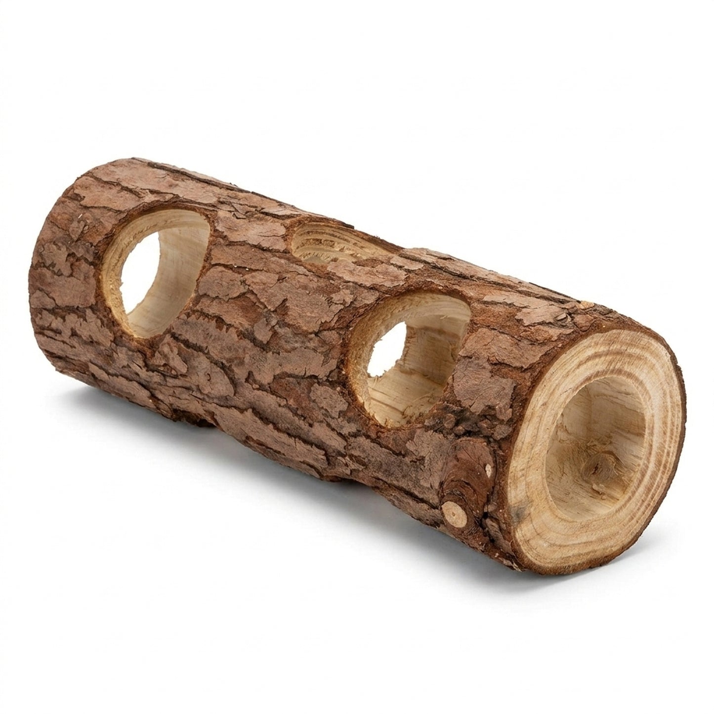 Nagerglück Hamstertunnel Naturholz 20cm, freistehende Nagerröhre für Hamster & kleine Nager, Durchgang ø 3,5cm, splitterfrei geschliffen, Käfig Zubehör Kleintiere Beschäftigung - Position 1
