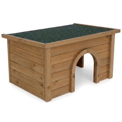 Nagerglück Nagerhaus Holz für Kaninchen & Meerschweinchen, Kaninchenhaus mit Bitumendach, Nagerhaus Outdoor & Indoor, Rückzugshaus mit 2 Eingängen und begehbarem Dach - Position 1