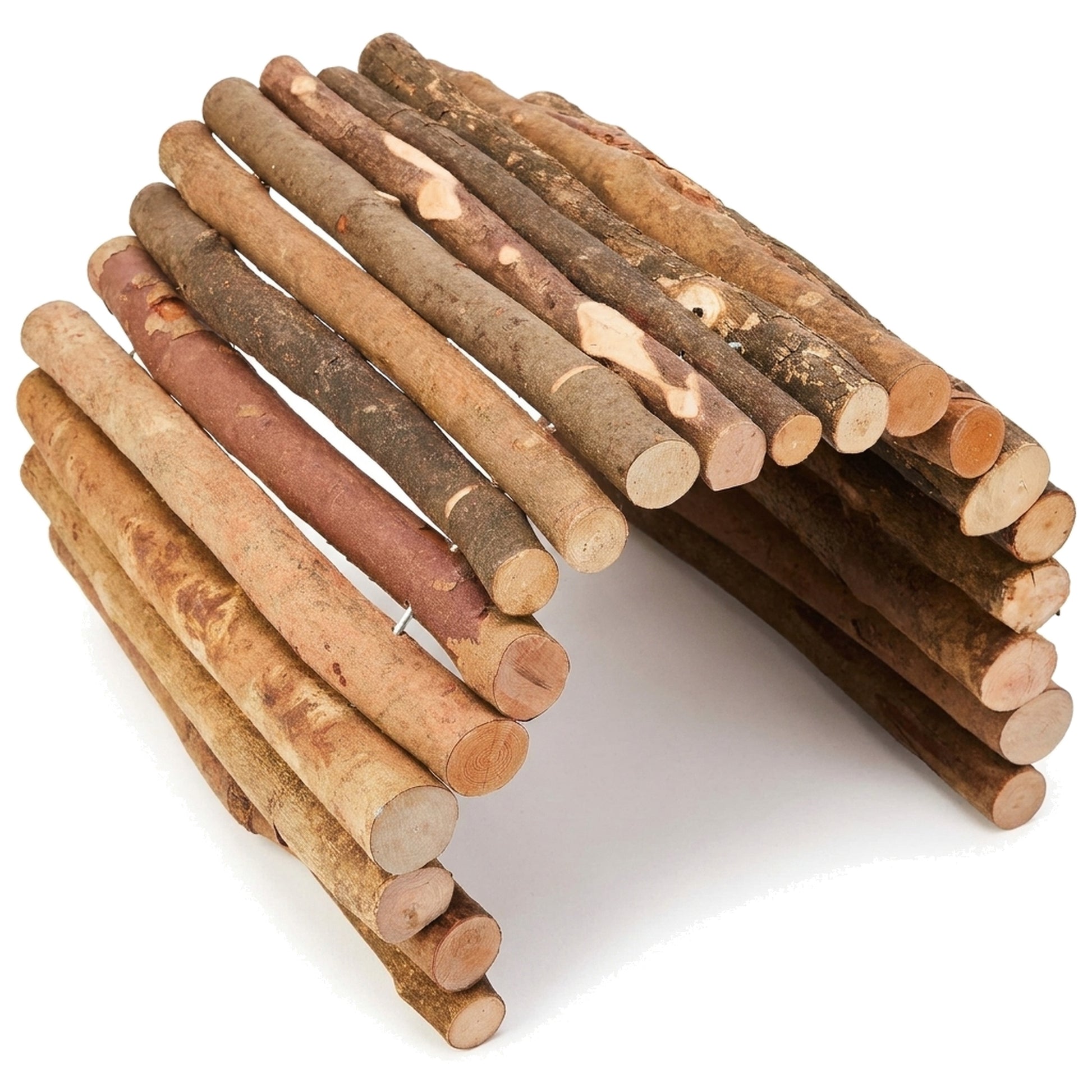 Nagerglück Flexible Holzbrücke für Kleintiere 50x30 cm, biegbare Nagerbrücke aus Rindenholz für Kaninchen, Meerschweinchen, Hasen, Hamster und Ratten, Klettersteg & Tunnel fürs Gehege - Position 1