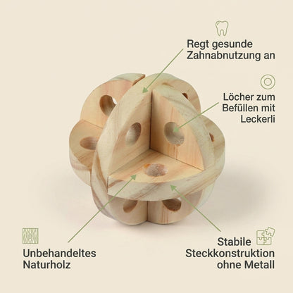 Nagerglück® Snackball für Nager, Naturholz Knabberball Ø 7 cm, Kaninchen Hamster - Position 2