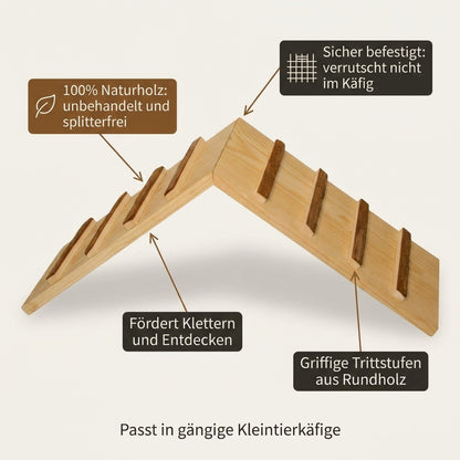 Nagerglück® Holzbrücke für Kleintiere, Nagerbrücke für Hamster, Meerschweinchen & Käfig-Zubehör - Position 2