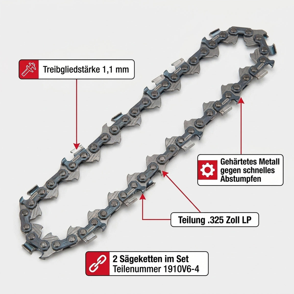 Ersatz-Sägekette 10cm für Makita 1910V6-4, TG 1,1mm, 2er-Set - Position 2