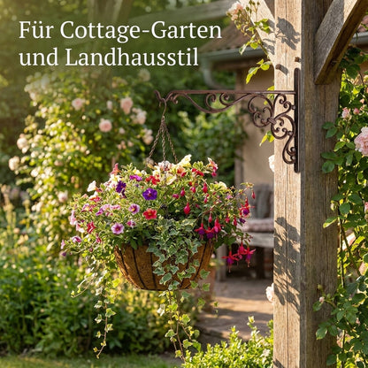 Wandhaken für Hanging Basket, 2er-Set, Gusseisen rostbraun, wetterfest - Position 3
