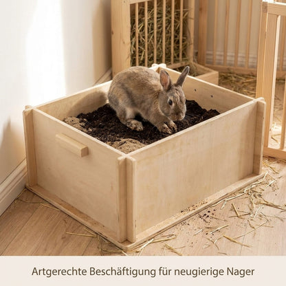Nagerglück® Buddelkiste für Kaninchen & Meerschweinchen, Holz, 50x39x20 cm - Position 3