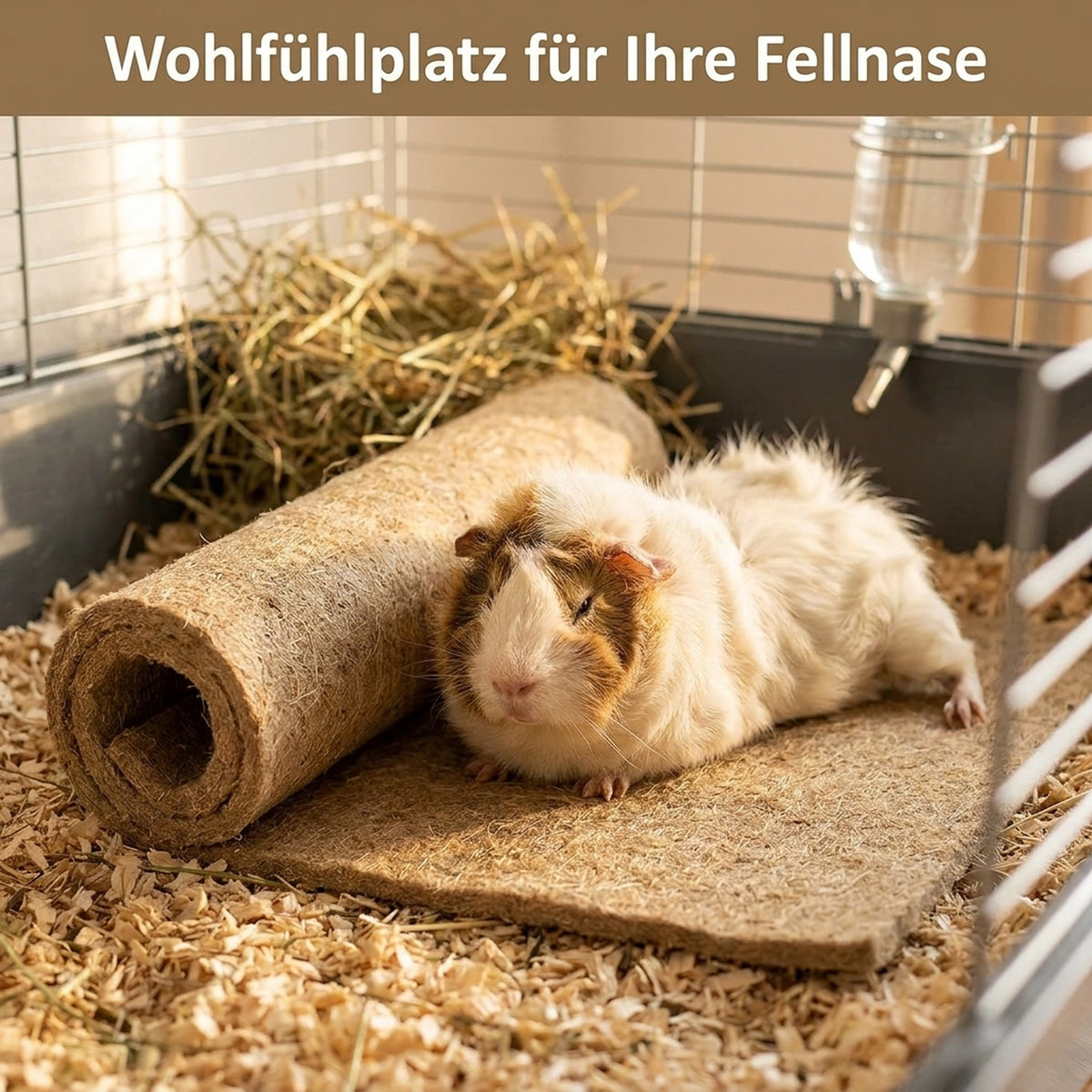 Nagerglück® Nagerteppich Hanf, Käfigunterlage 40 x 100 cm, Nagermatte - Position 3