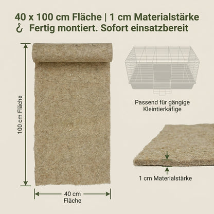 Nagerglück® Nagerteppich Hanf, Käfigunterlage 40 x 100 cm, Nagermatte - Position 4