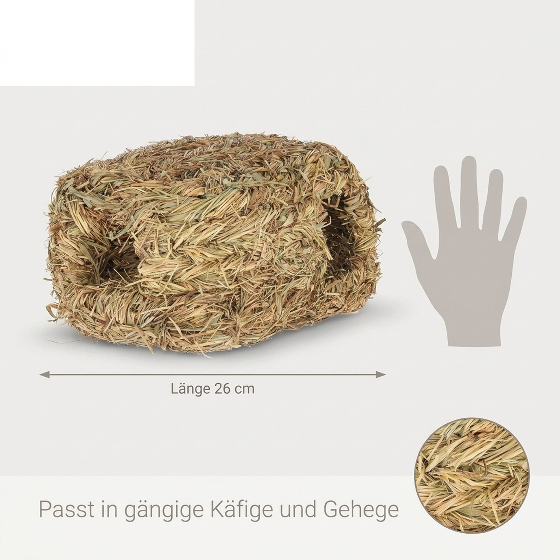 Nagerglück® Grashaus für Kaninchen & Meerschweinchen, zwei Eingänge, L 26 cm - Position 4