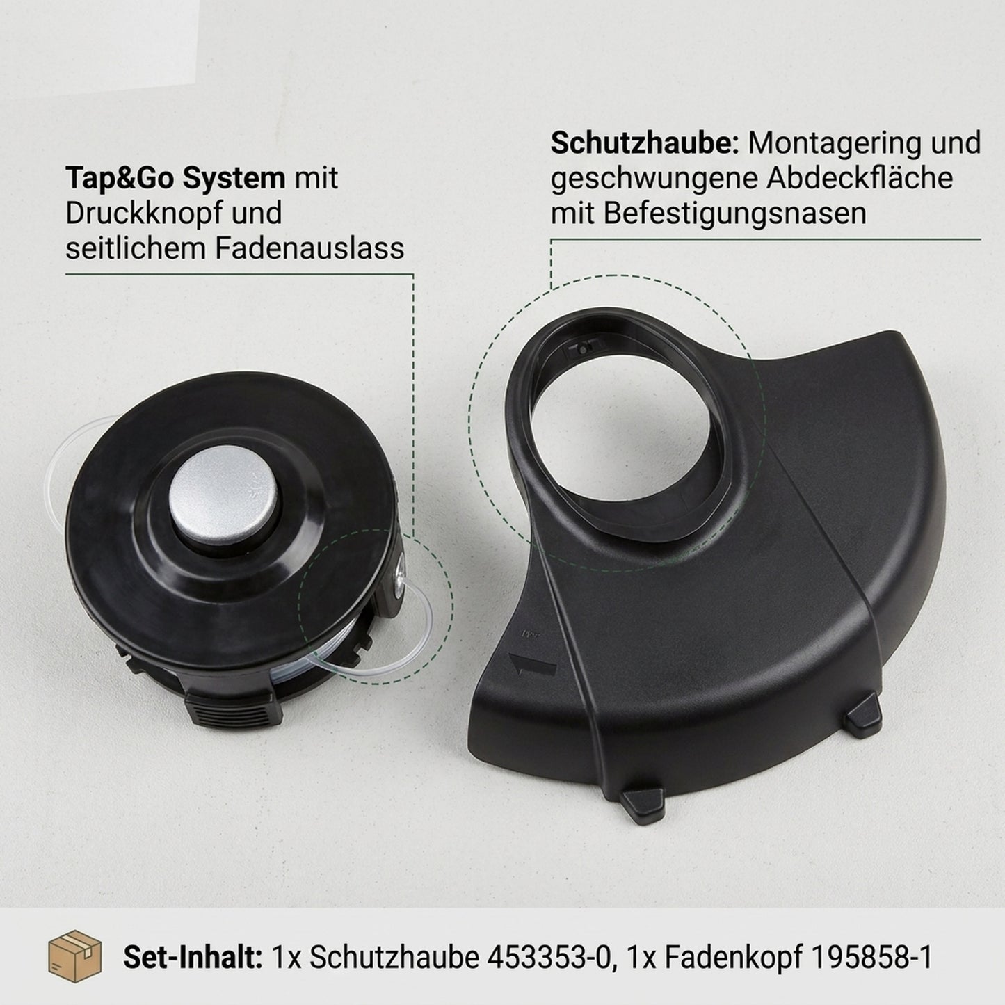 Resale® Umrüst-Set für Makita DUR181: Schutzhaube 453353-0 + Fadenkopf 195858-1 - Position 4