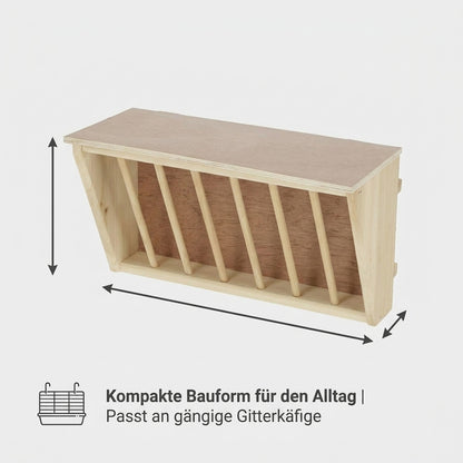 Nagerglück® Heuraufe mit Sitzbrett für Kaninchen, Meerschweinchen & Hase - Position 4
