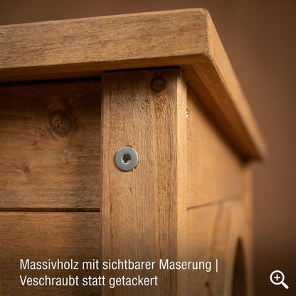 Nagerglück Nagerhaus Holz für Kaninchen & Meerschweinchen, Kaninchenhaus mit Bitumendach, Nagerhaus Outdoor & Indoor, Rückzugshaus mit 2 Eingängen und begehbarem Dach - Position 5