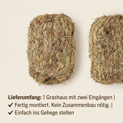 Nagerglück® Grashaus für Kaninchen & Meerschweinchen, zwei Eingänge, L 26 cm - Position 6