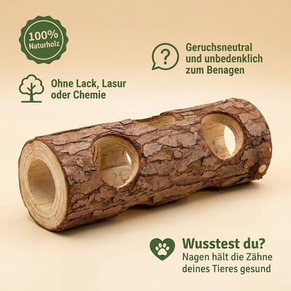 Nagerglück Hamstertunnel Naturholz 20cm, freistehende Nagerröhre für Hamster & kleine Nager, Durchgang ø 3,5cm, splitterfrei geschliffen, Käfig Zubehör Kleintiere Beschäftigung - Position 7