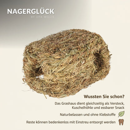 Nagerglück® Grashaus für Kaninchen & Meerschweinchen, zwei Eingänge, L 26 cm - Position 7