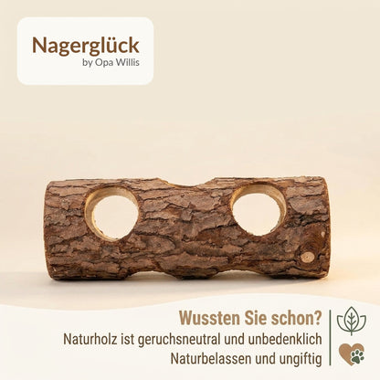 Nagerglück Hamstertunnel Naturholz 20cm, freistehende Nagerröhre für Hamster & kleine Nager, Durchgang ø 3,5cm, splitterfrei geschliffen, Käfig Zubehör Kleintiere Beschäftigung - Position 7