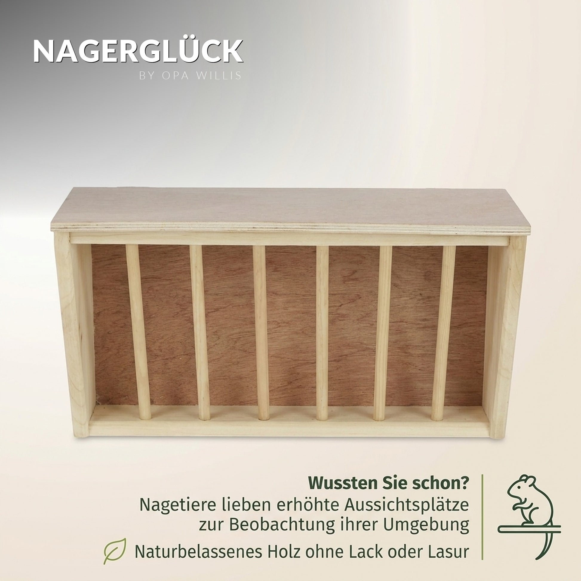 Nagerglück® Heuraufe mit Sitzbrett für Kaninchen, Meerschweinchen & Hase - Position 7