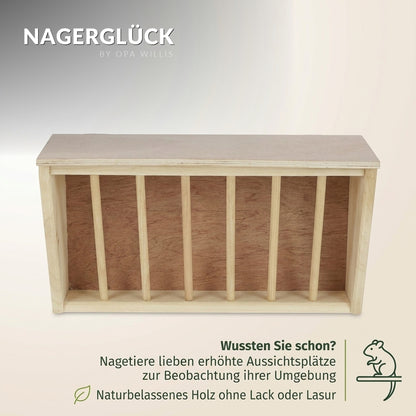 Nagerglück® Heuraufe mit Sitzbrett für Kaninchen, Meerschweinchen & Hase - Position 7