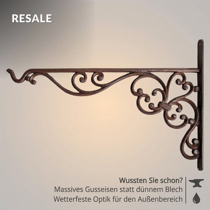 Wandhaken für Hanging Basket, 2er-Set, Gusseisen rostbraun, wetterfest - Position 7