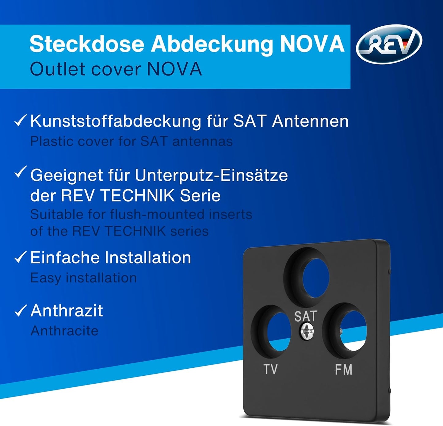 REV NOVA  Abdeckung Antennendose (TV/RF/SAT) | anthrazit