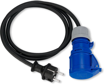 REV Caravan Adapter | Schutzkontaktstecker und CEE-Kupplung | IP44 | 1,5m | 3500W | schwarz